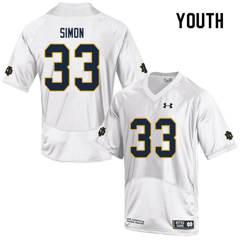 Youth #33 Shayne Simon Notre Dame Fighting Irish College Football Jerseys Sale-White